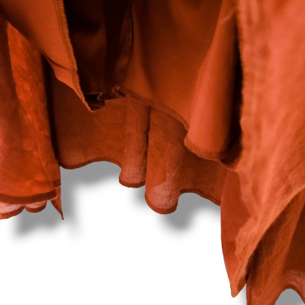 Mlle Gabrielle Burnt Orange Swing Button-Down Shirt Dress | 3X - Picture 6 of 9